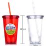 透明吸管杯 爆款创意水杯厂家批发广告促销礼品定制 单层吸管杯