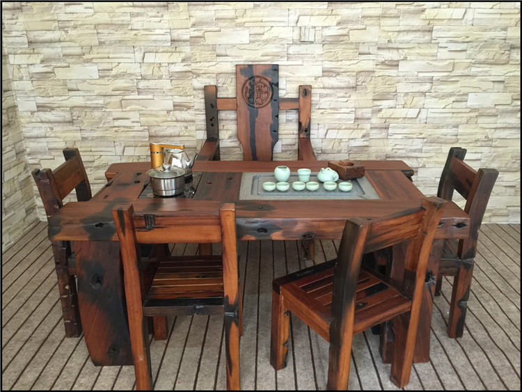 万达船木家具厂长期生产销售老船木家具茶桌_